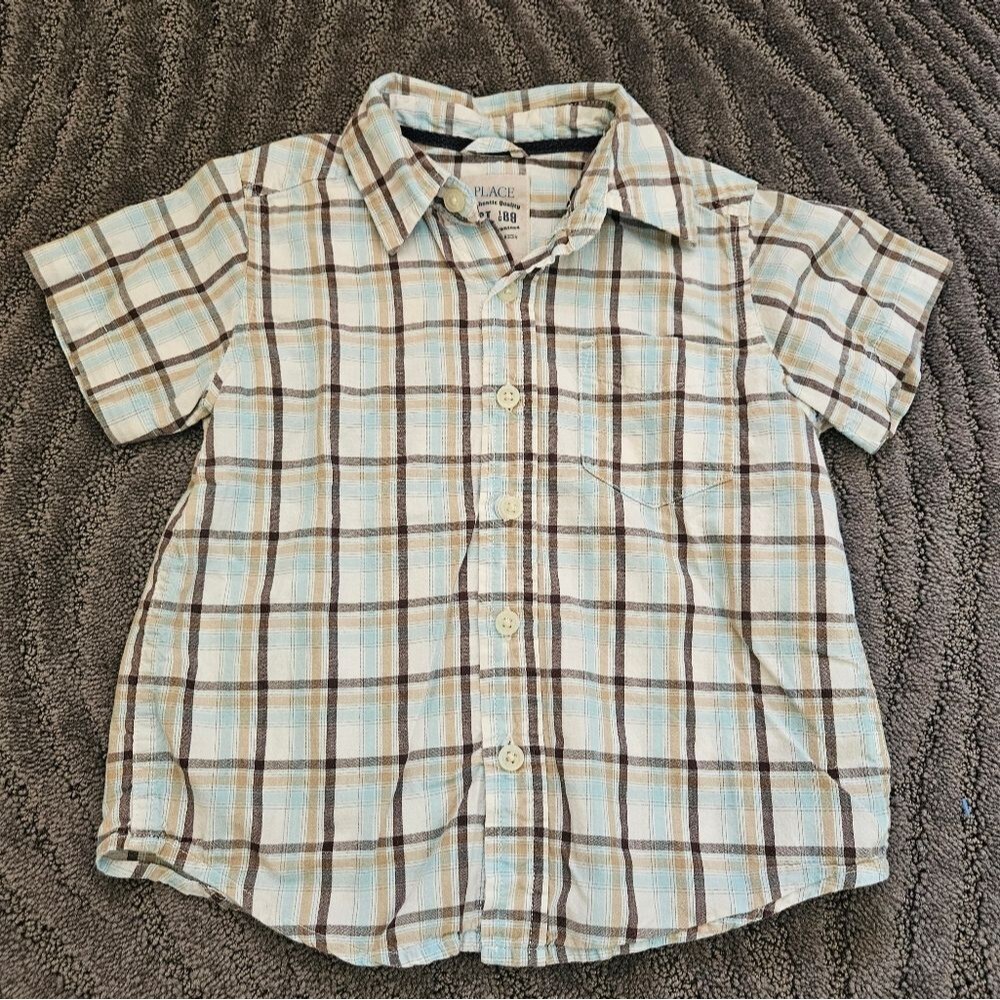3T place buttons down short sleeve lightweight collard shirt